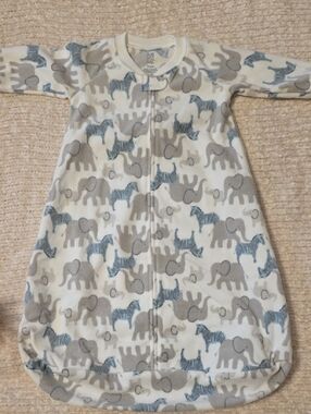 Baby Sleep Sack Pajama with Gray Elephants & Blue Zebras